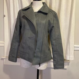 F collection ferrari gray leather vintage zip up jacket size medium